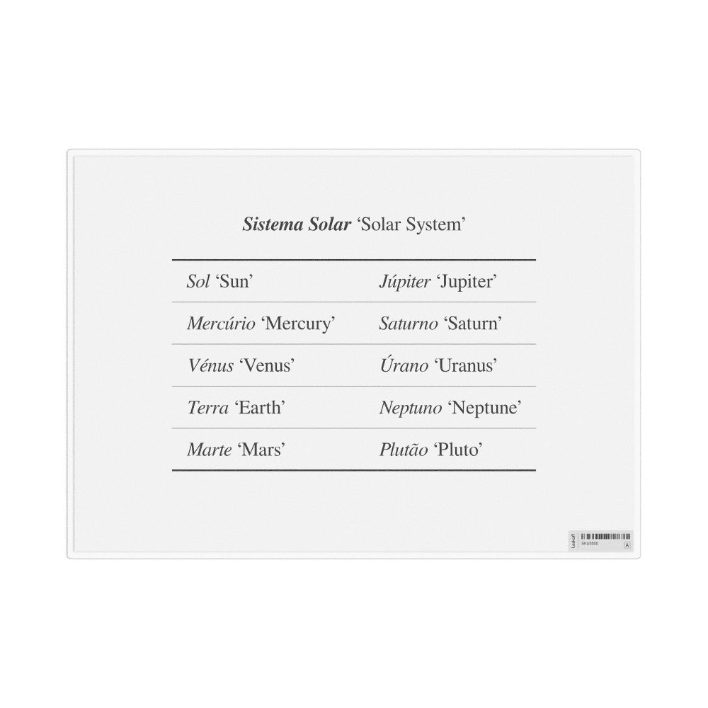 Leskoff Solar System in Portuguese (Portugal), Desk Chart, 11.7 x 8.3 in (29.7 x 21.0 cm), image 1 of 1
