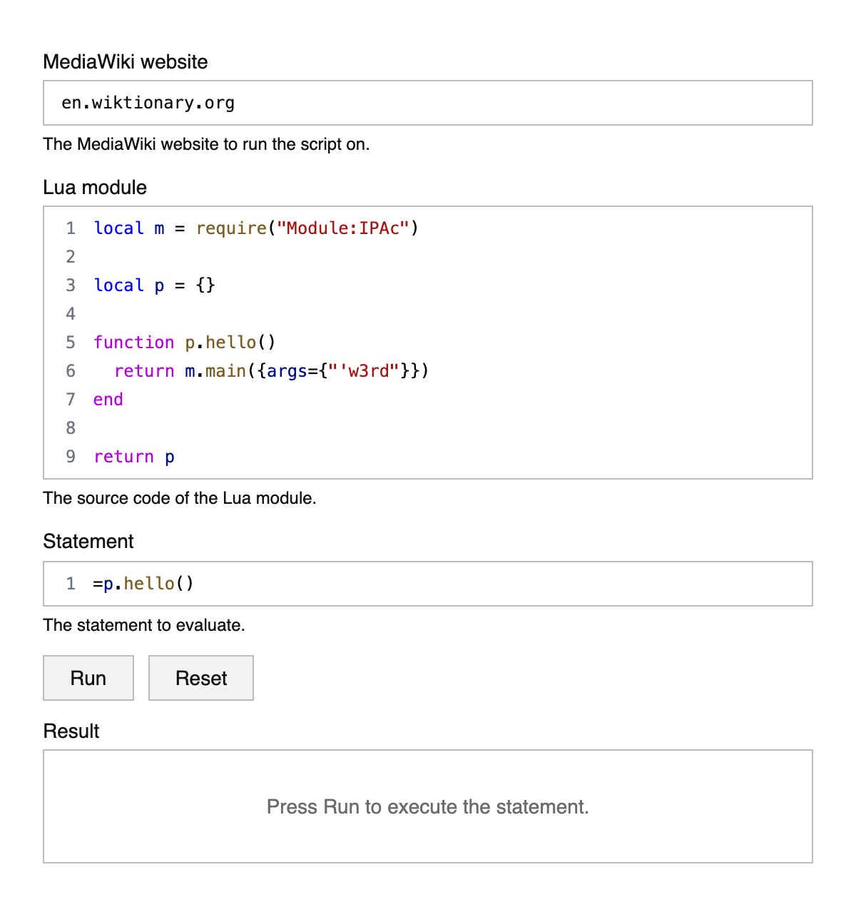 MediaWiki Lua Runner