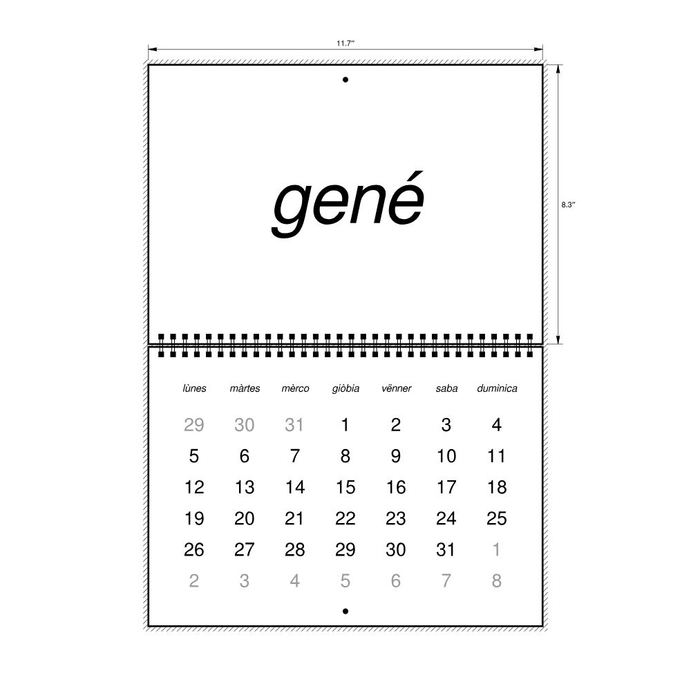 Leskoff 2026 Wall Calendar, Piedmontese-Labeled, Monday-Start Layout, Wire-Bound, 11.7 x 8.3 in (29.7 x 21.0 cm), image 2 of 2