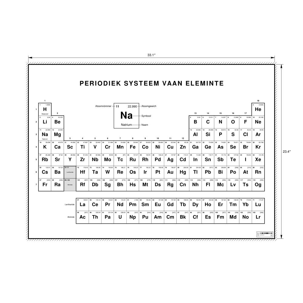 Leskoff Periodic Table Chart, 33.1 x 23.4 in (84.1 x 59.4 cm, Poster / Wall Chart), 18-Column Layout, Limburgish-Labeled, image 1 of 2