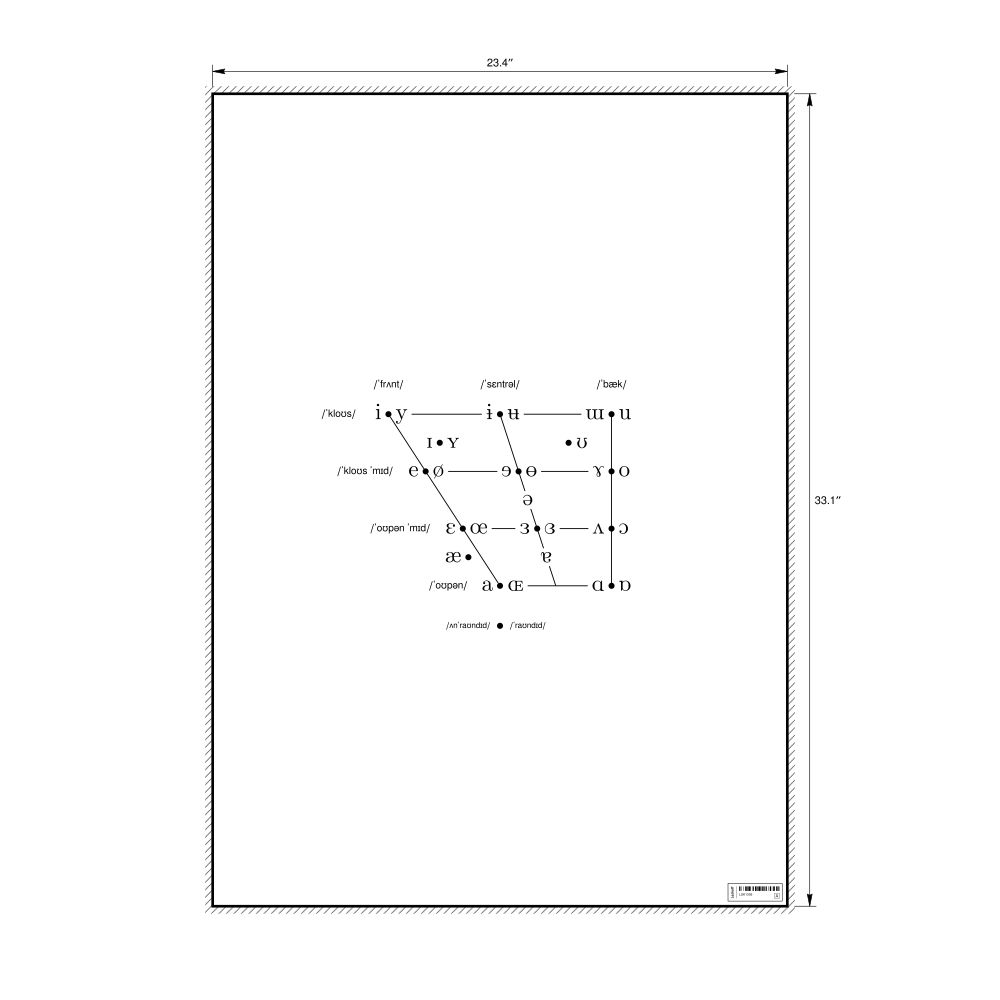 Leskoff IPA Vowel Chart Poster, IPA-Labeled (English), image 1 of 2