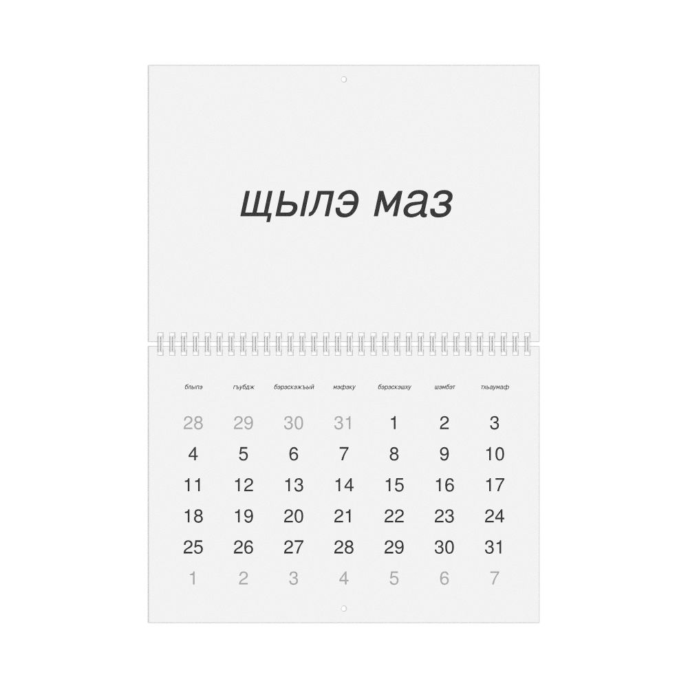 Leskoff 2027 Wall Calendar, Adyghe-Labeled, Monday-Start Layout, Wire-Bound, 11.7 x 8.3 in (29.7 x 21.0 cm), image 1 of 1