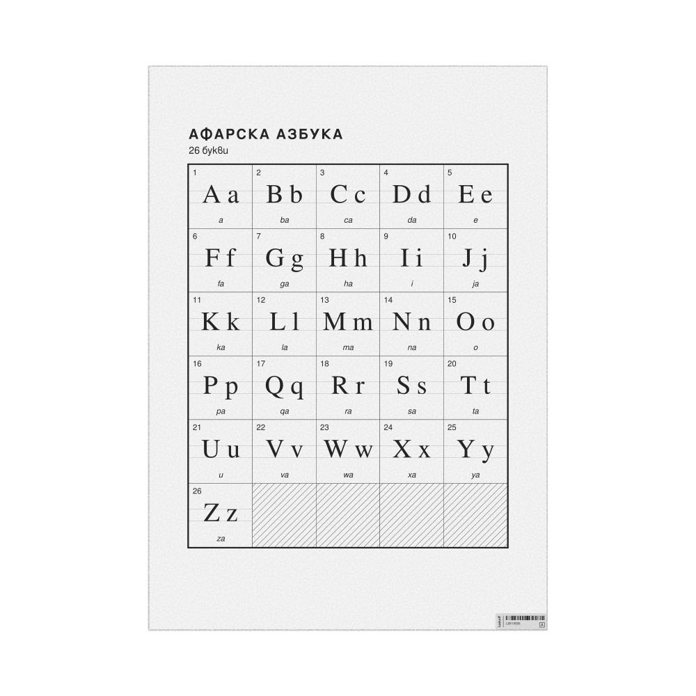 Leskoff Afar Alphabet Chart, 23.4 x 33.1 in (59.4 x 84.1 cm, Poster / Wall Chart), Bulgarian-Labeled, image 1 of 2
