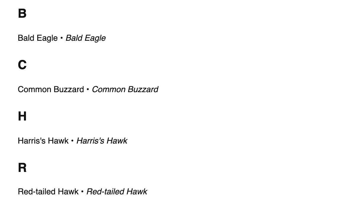 Falconry terms in Igbo