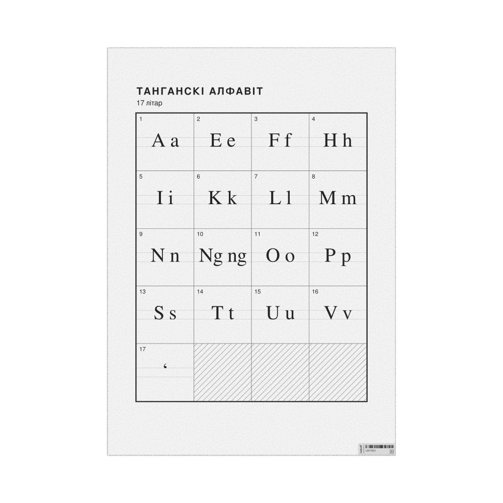 Leskoff Tongan Alphabet Chart, 23.4 x 33.1 in (59.4 x 84.1 cm, Poster / Wall Chart), Belarusian-Labeled, image 1 of 2