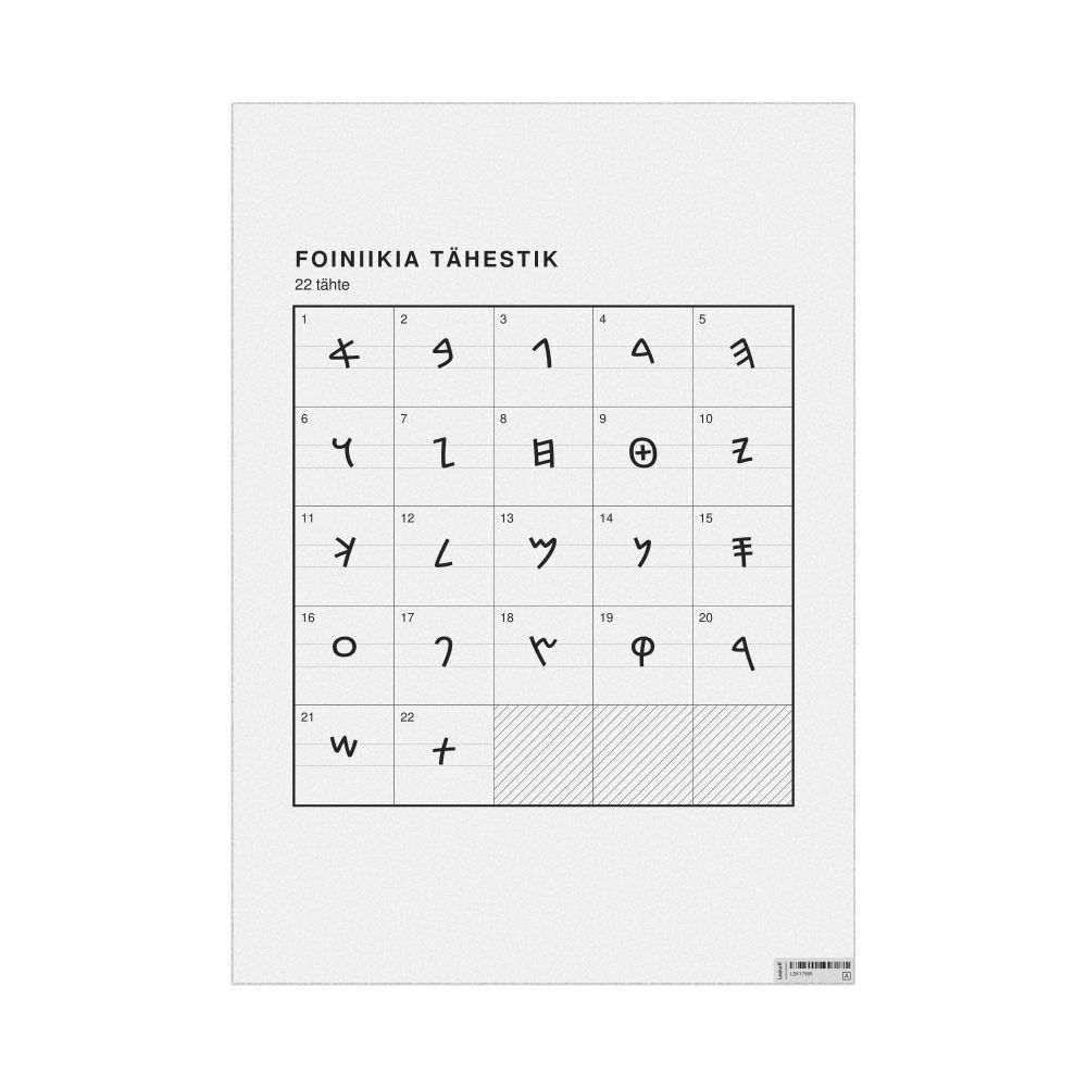 Leskoff Phoenician Alphabet Chart, 23.4 x 33.1 in (59.4 x 84.1 cm, Poster / Wall Chart), Estonian-Labeled, image 1 of 2