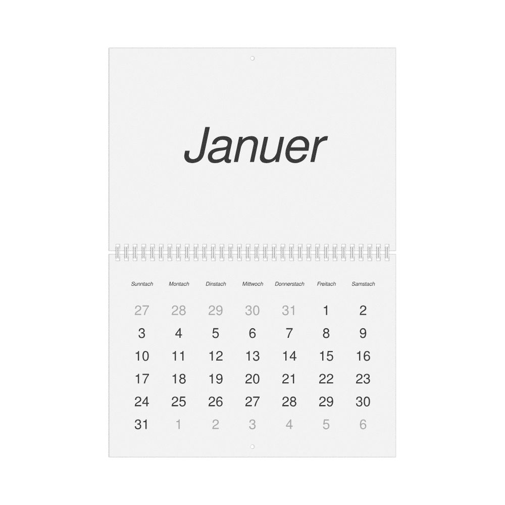 Leskoff 2027 Wall Calendar, Hunsrik-Labeled, Sunday-Start Layout, Wire-Bound, 11.7 x 8.3 in (29.7 x 21.0 cm), image 1 of 1