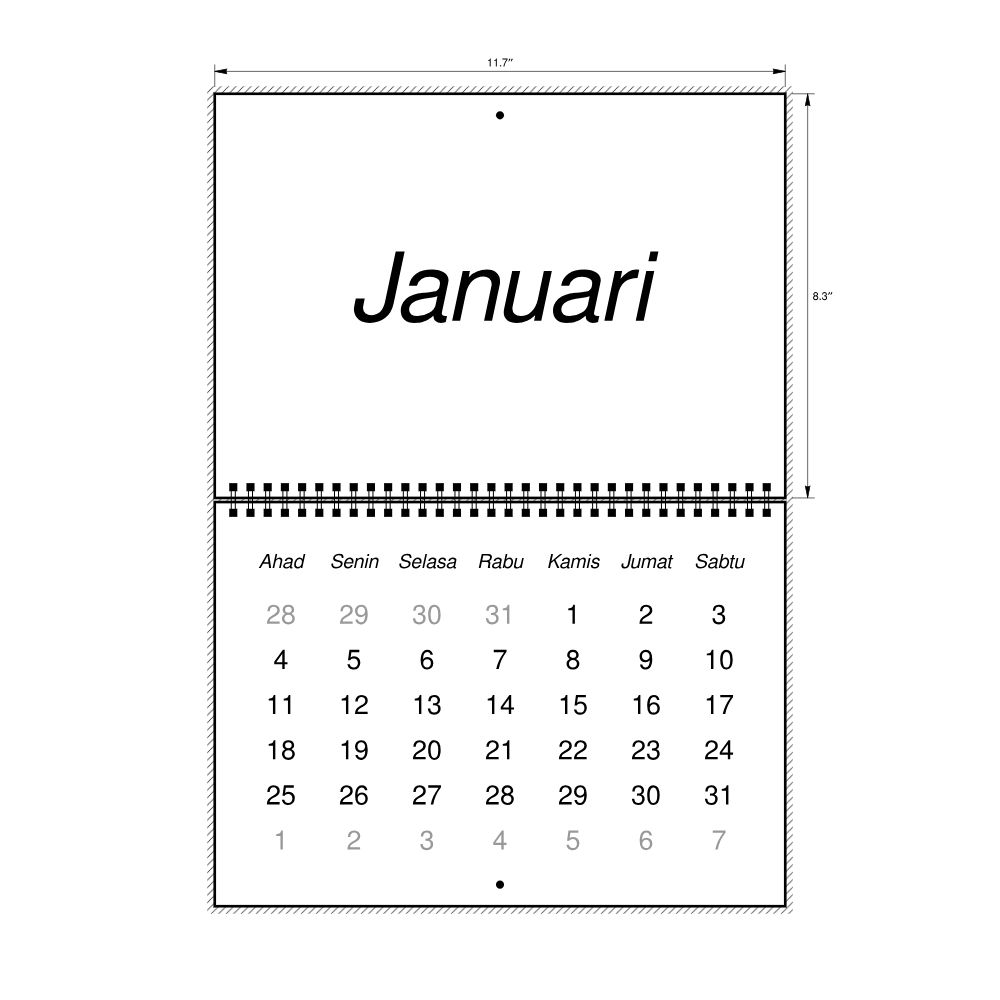 Leskoff 2026 Wall Calendar, Javanese-Labeled, Sunday-Start Layout, Wire-Bound, 11.7 x 8.3 in (29.7 x 21.0 cm), image 2 of 2