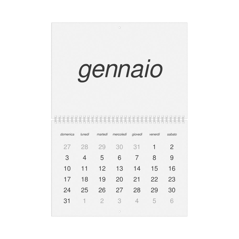 Leskoff 2027 Wall Calendar, Italian-Labeled, Sunday-Start Layout, Wire-Bound, 11.7 x 8.3 in (29.7 x 21.0 cm), image 1 of 1