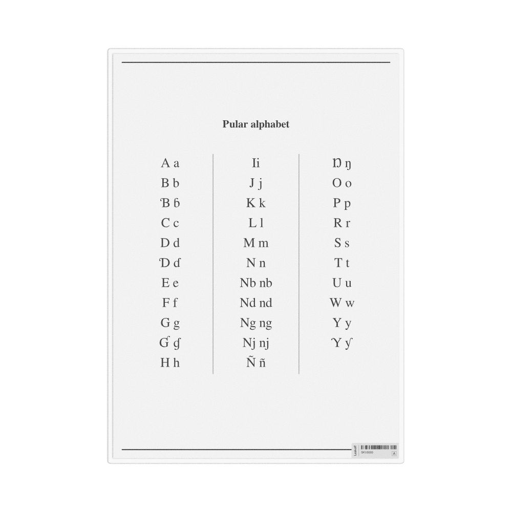 Leskoff Pular Alphabet, Desk Chart, 8.3 x 11.7 in (21.0 x 29.7 cm), image 1 of 1