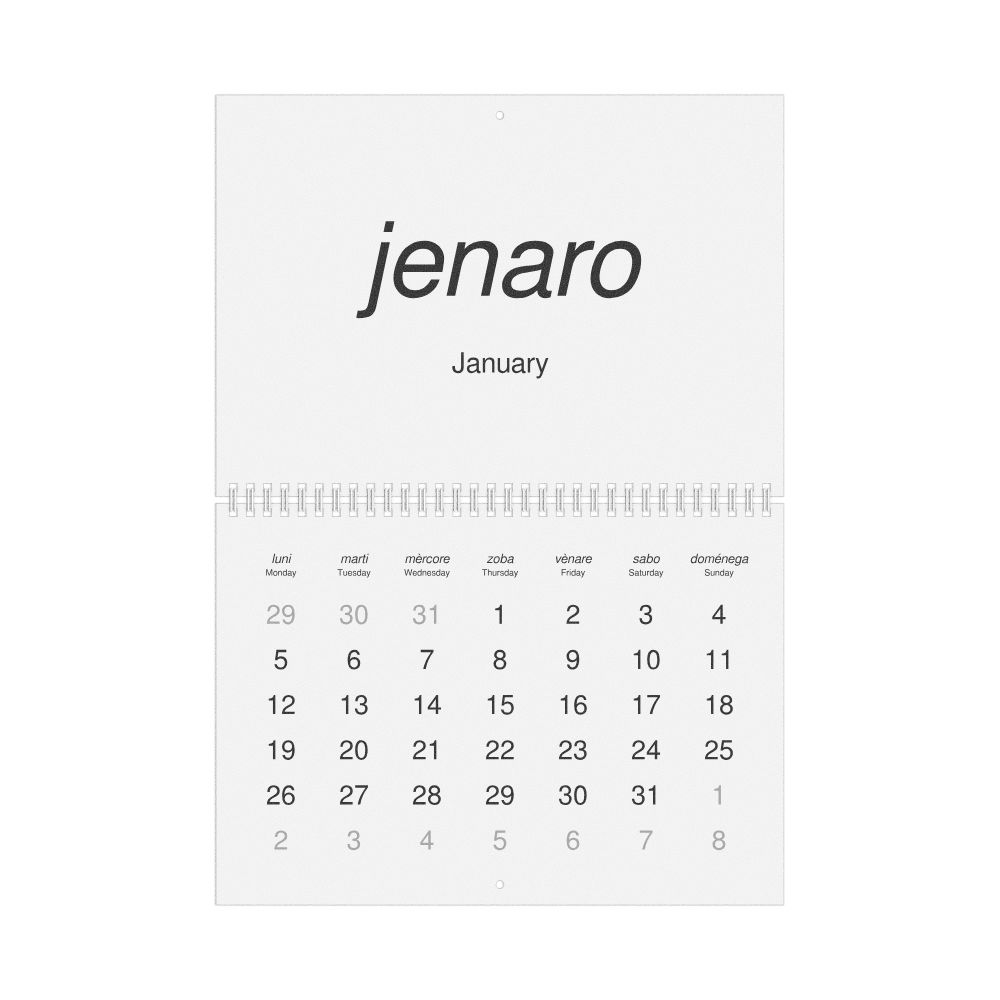 Leskoff 2026 Wall Calendar, Venetian/English-Labeled, Monday-Start Layout, Wire-Bound, 11.7 x 8.3 in (29.7 x 21.0 cm), image 1 of 1