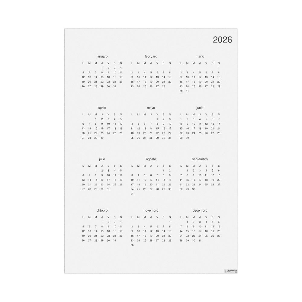 Leskoff 2026 Wall Calendar, Ido-Labeled, Monday-Start Layout, Poster / Wall Print, 23.4 x 33.1 in (59.4 x 84.1 cm), image 1 of 1