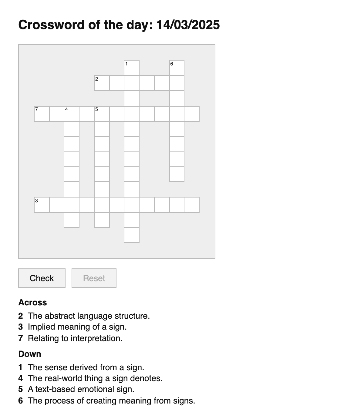 Semiotics Crossword