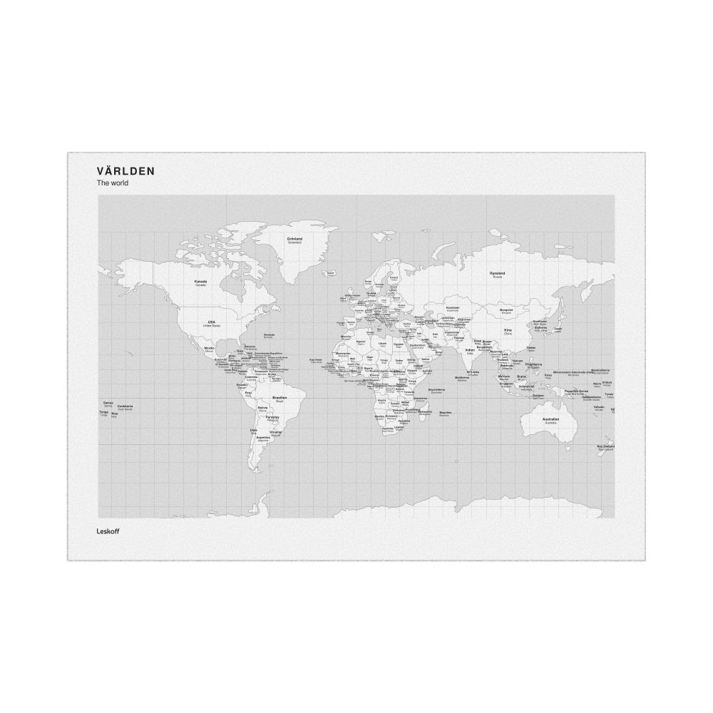 Leskoff World Wall Map (World Map Poster), Swedish/English-Labeled, image 1 of 2