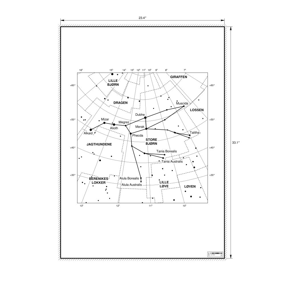 Leskoff Ursa Major Constellation Poster, Danish-Labeled, image 1 of 2