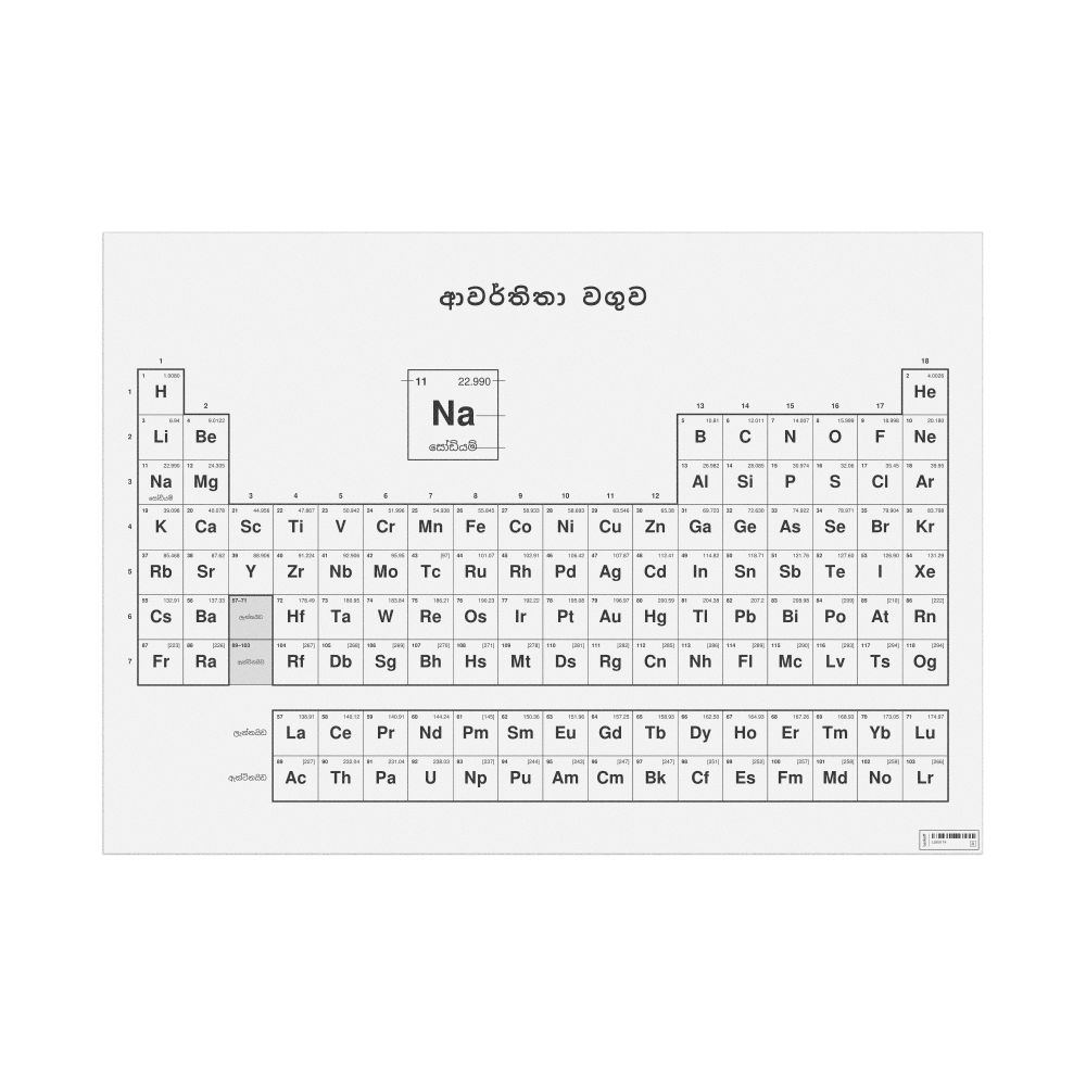 Leskoff Periodic Table Chart, 33.1 x 23.4 in (84.1 x 59.4 cm, Poster / Wall Chart), 18-Column Layout, Sinhala-Labeled, image 1 of 2
