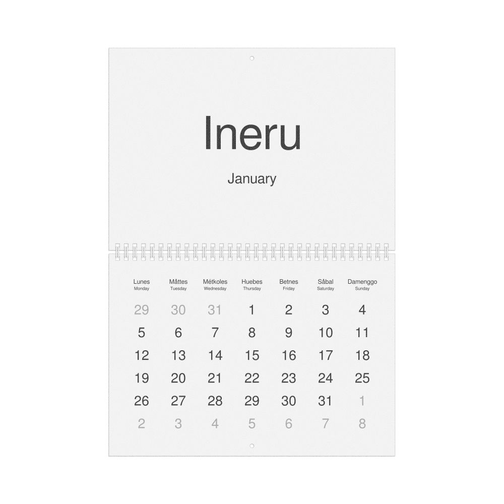 Leskoff 2026 Wall Calendar, Chamorro/English-Labeled, Monday-Start Layout, Wire-Bound, 11.7 x 8.3 in (29.7 x 21.0 cm), image 1 of 1