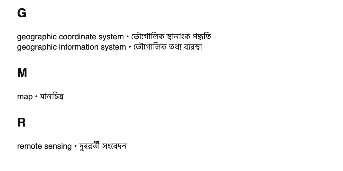 Cartography terms in Assamese