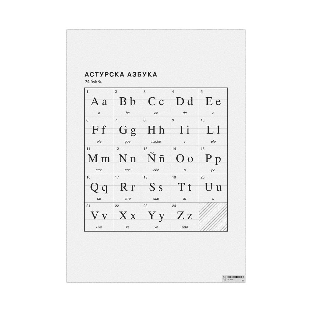 Leskoff Asturian Alphabet Chart, 23.4 x 33.1 in (59.4 x 84.1 cm, Poster / Wall Chart), Bulgarian-Labeled, image 1 of 2