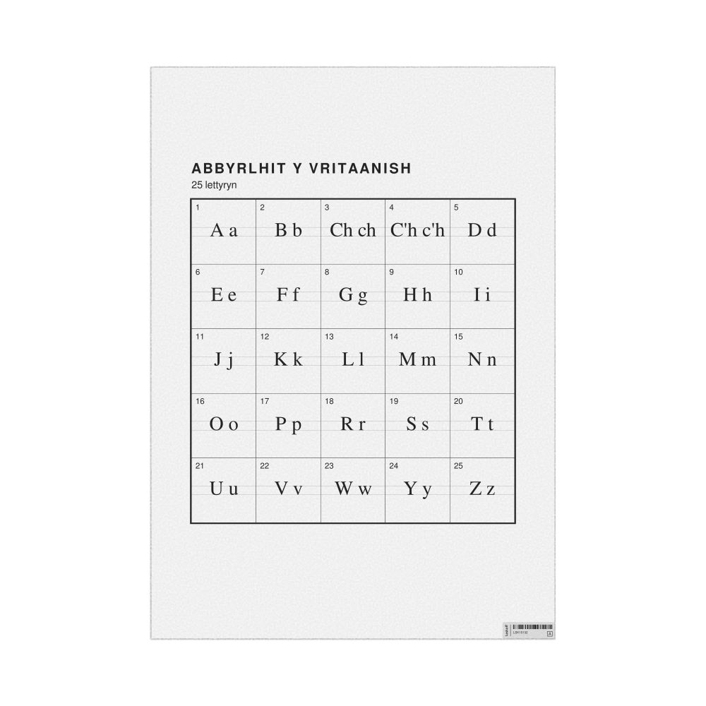 Leskoff Breton Alphabet Chart, 23.4 x 33.1 in (59.4 x 84.1 cm, Poster / Wall Chart), Manx-Labeled, image 1 of 2