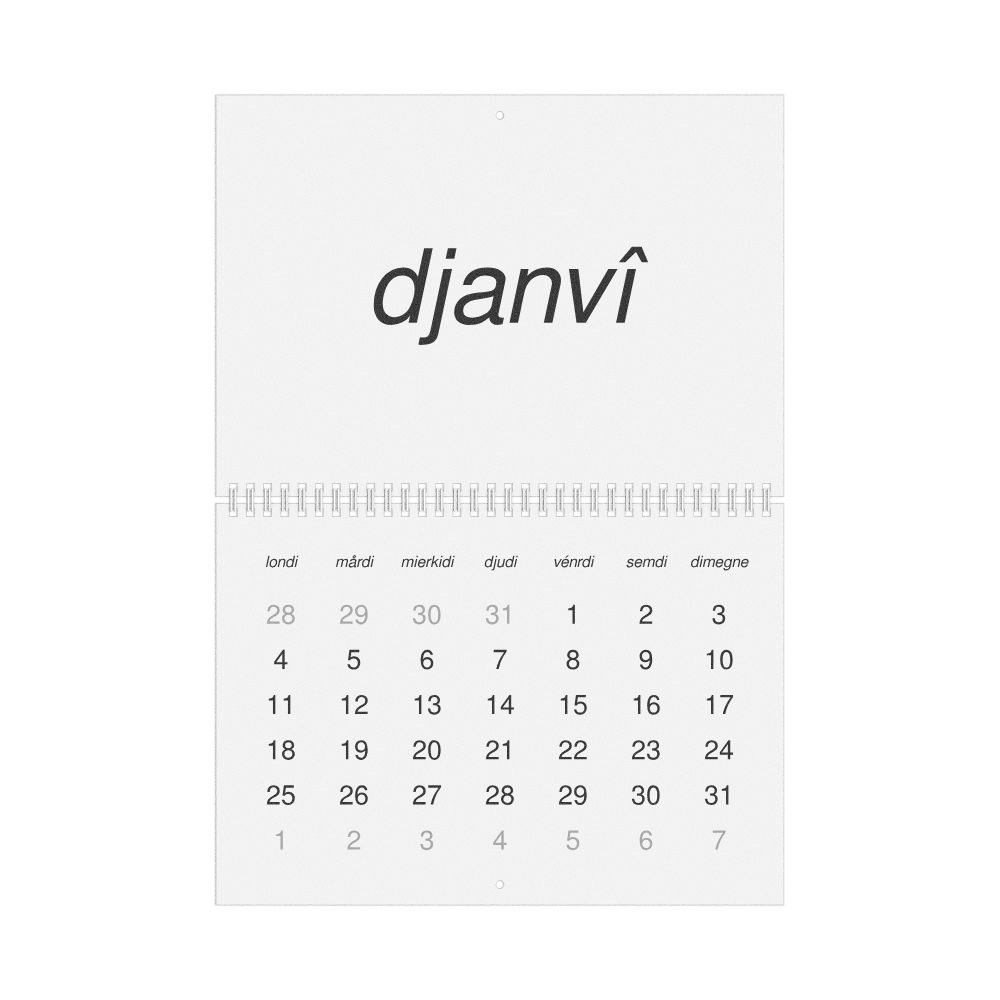 Leskoff 2027 Wall Calendar, Walloon-Labeled, Monday-Start Layout, Wire-Bound, 11.7 x 8.3 in (29.7 x 21.0 cm), image 1 of 1