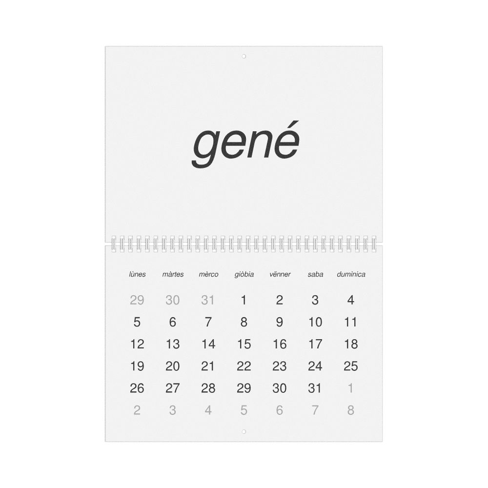 Leskoff 2026 Wall Calendar, Piedmontese-Labeled, Monday-Start Layout, Wire-Bound, 11.7 x 8.3 in (29.7 x 21.0 cm), image 1 of 1