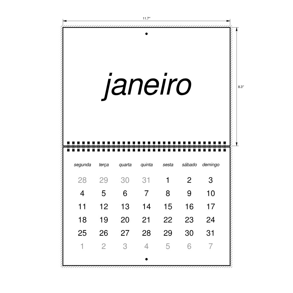 Leskoff 2027 Wall Calendar, Mirandese-Labeled, Monday-Start Layout, Wire-Bound, 11.7 x 8.3 in (29.7 x 21.0 cm), image 2 of 2