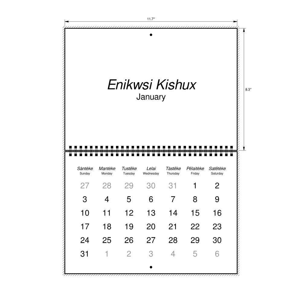 Leskoff 2027 Wall Calendar, Unami/English-Labeled, Sunday-Start Layout, Wire-Bound, 11.7 x 8.3 in (29.7 x 21.0 cm), image 2 of 2