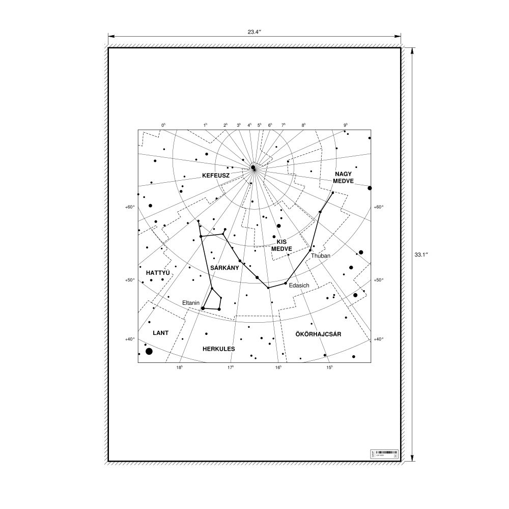 Leskoff Draco Constellation Poster, Hungarian-Labeled, image 1 of 2