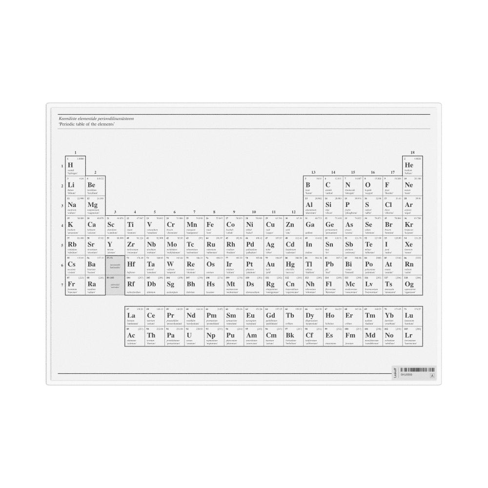 Leskoff Estonian-Language Periodic Table, Estonian/English-Labeled, image 1 of 1