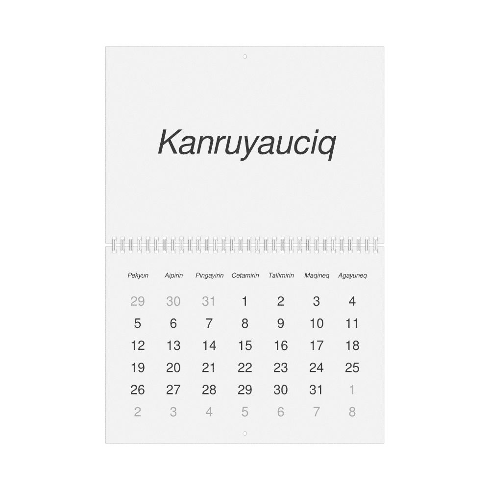 Leskoff 2026 Wall Calendar, Yup'ik-Labeled, Monday-Start Layout, Wire-Bound, 11.7 x 8.3 in (29.7 x 21.0 cm), image 1 of 1