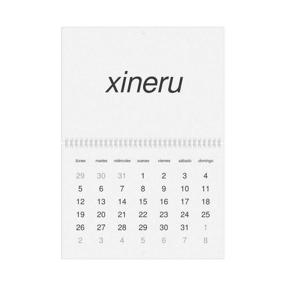 Leskoff 2026 Wall Calendar, Asturian-Labeled, Monday-Start Layout, Wire-Bound, 11.7 x 8.3 in (29.7 x 21.0 cm), image 1 of 1
