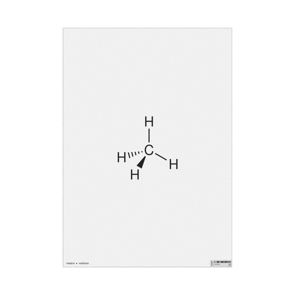 Leskoff Methane Molecule Poster, 2D Structure, Spanish/English-Labeled, image 1 of 1