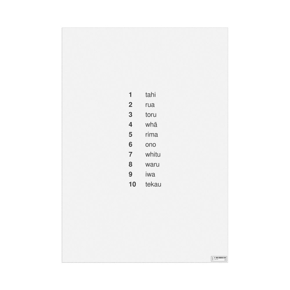 Leskoff Numbers 1–10 Poster, Māori-Labeled, image 1 of 1