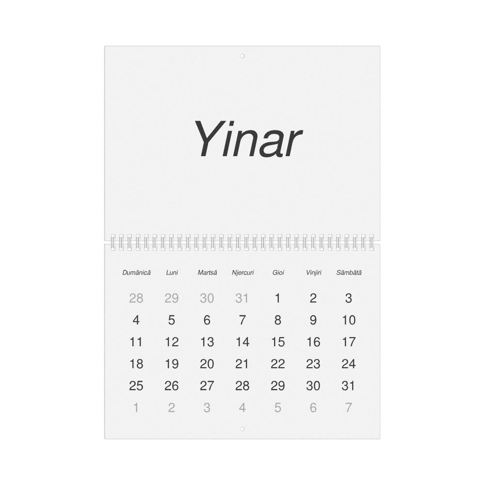 Leskoff 2026 Wall Calendar, Aromanian-Labeled, Sunday-Start Layout, Wire-Bound, 11.7 x 8.3 in (29.7 x 21.0 cm), image 1 of 1