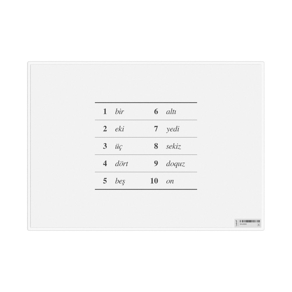 Leskoff Numbers 1–10 in Crimean Tatar, Reference Chart, image 1 of 1