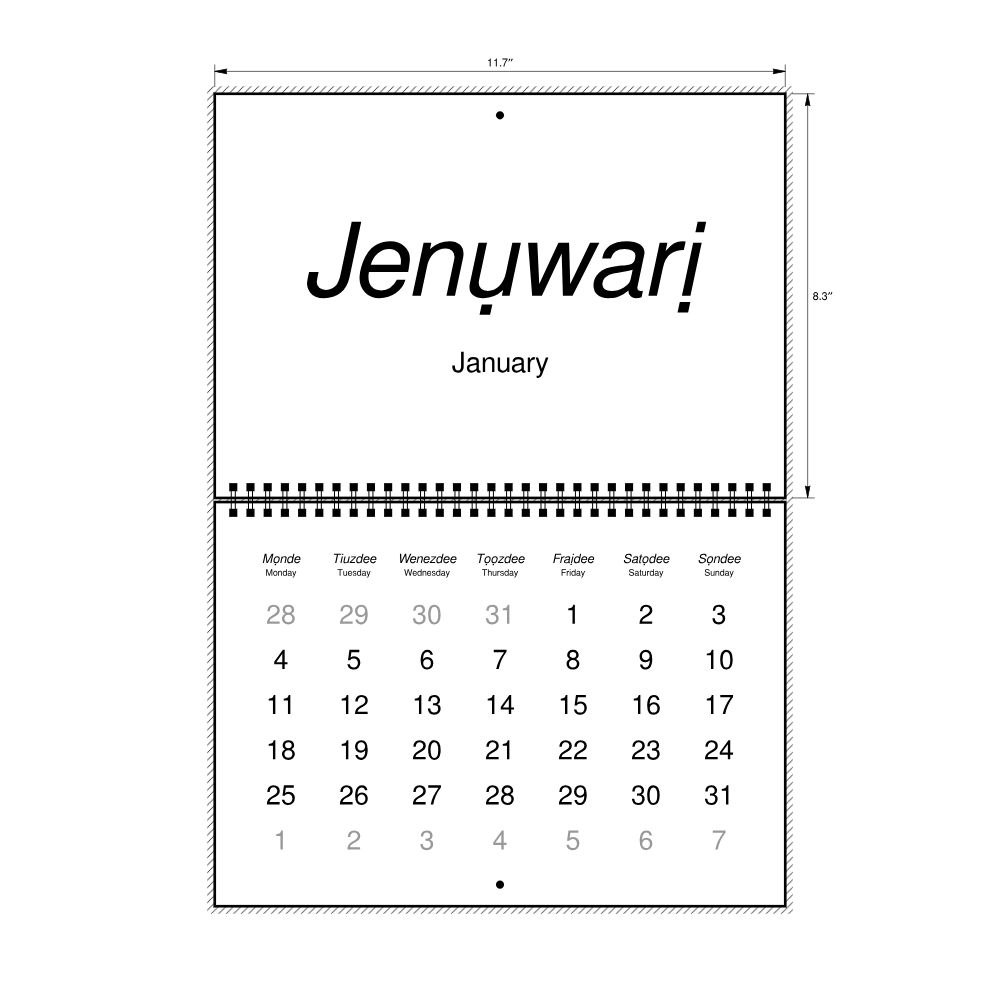 Leskoff 2027 Wall Calendar, Igbo/English-Labeled, Monday-Start Layout, Wire-Bound, 11.7 x 8.3 in (29.7 x 21.0 cm), image 2 of 2