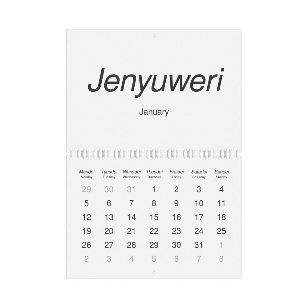 Leskoff 2026 Wall Calendar, Australian Kriol/English-Labeled, Monday-Start Layout, Wire-Bound, 11.7 x 8.3 in (29.7 x 21.0 cm), image 1 of 1