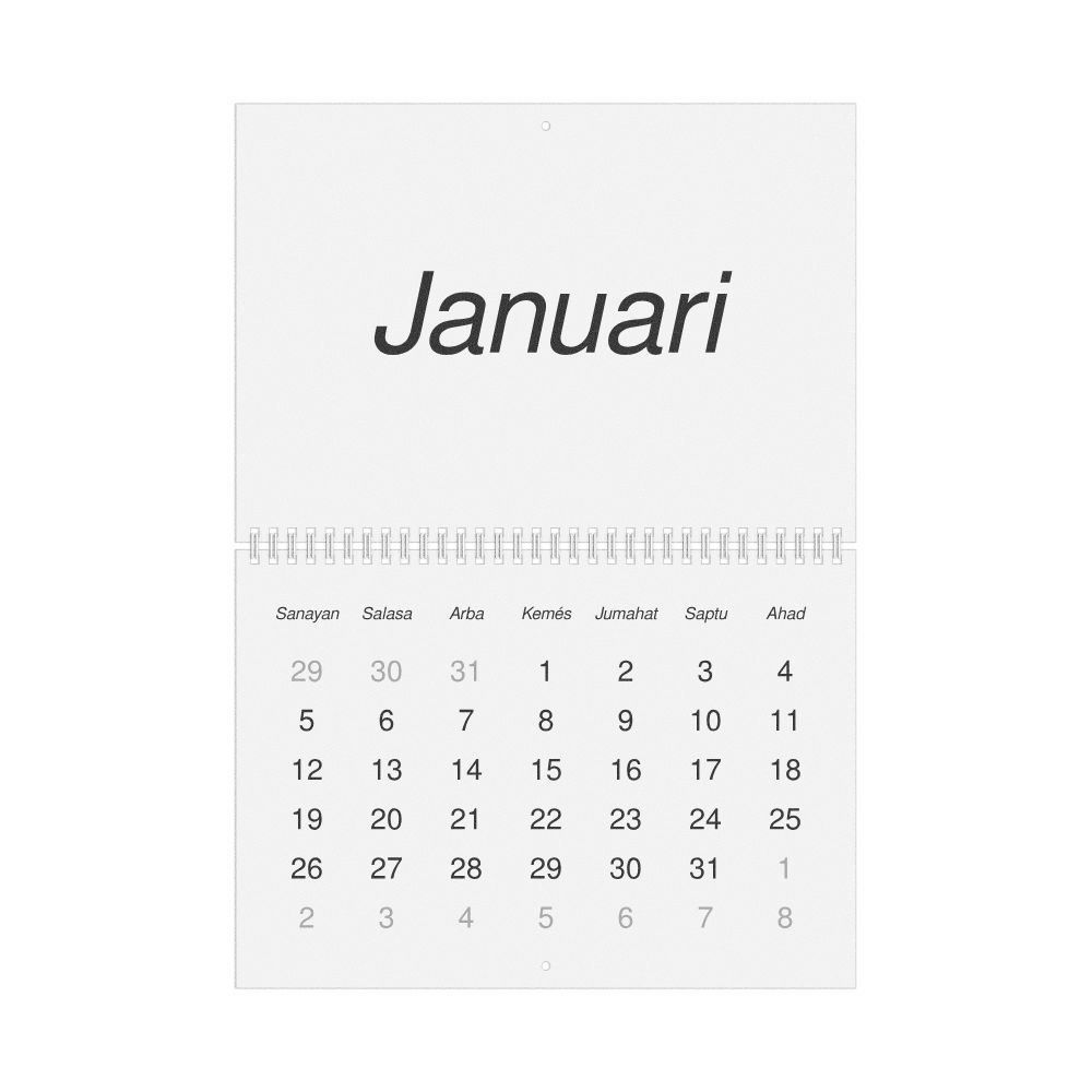Leskoff 2026 Wall Calendar, Banjarese-Labeled, Monday-Start Layout, Wire-Bound, 11.7 x 8.3 in (29.7 x 21.0 cm), image 1 of 1