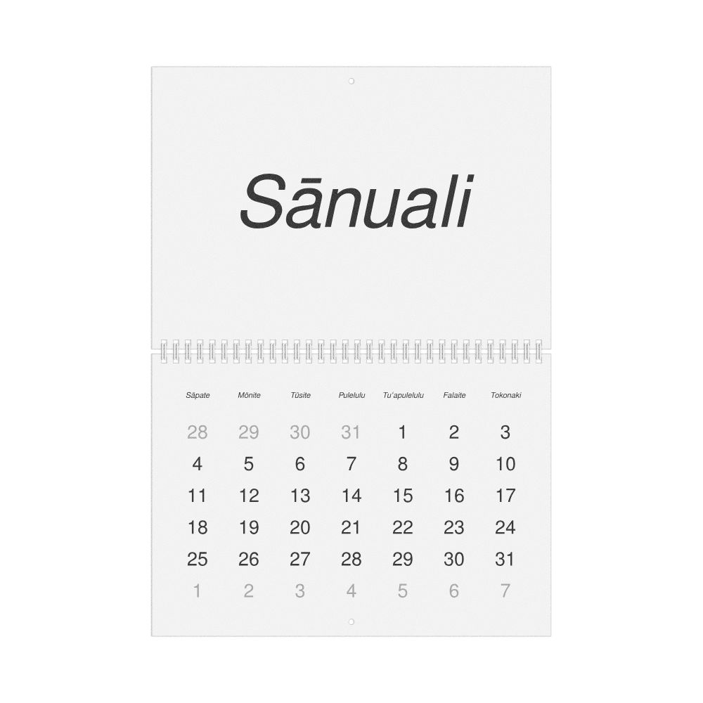 Leskoff 2026 Wall Calendar, Tongan-Labeled, Sunday-Start Layout, Wire-Bound, 11.7 x 8.3 in (29.7 x 21.0 cm), image 1 of 1