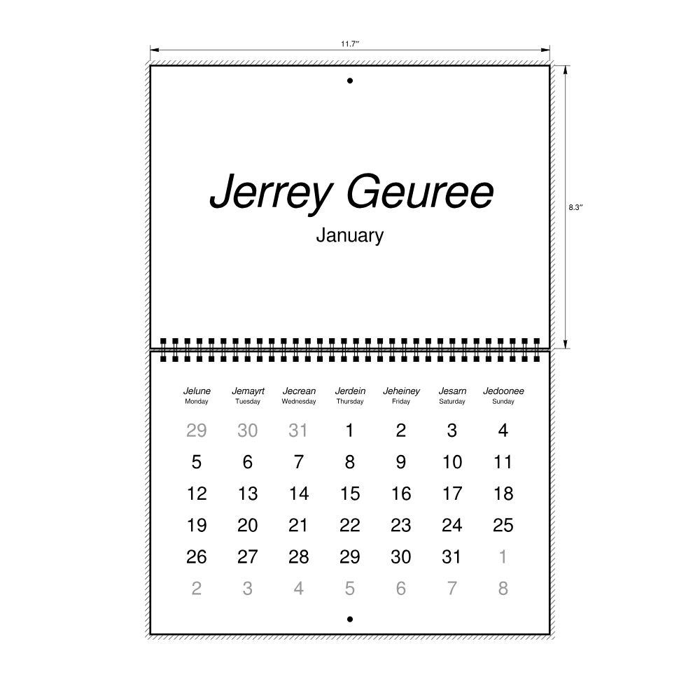Leskoff 2026 Wall Calendar, Manx/English-Labeled, Monday-Start Layout, Wire-Bound, 11.7 x 8.3 in (29.7 x 21.0 cm), image 2 of 2