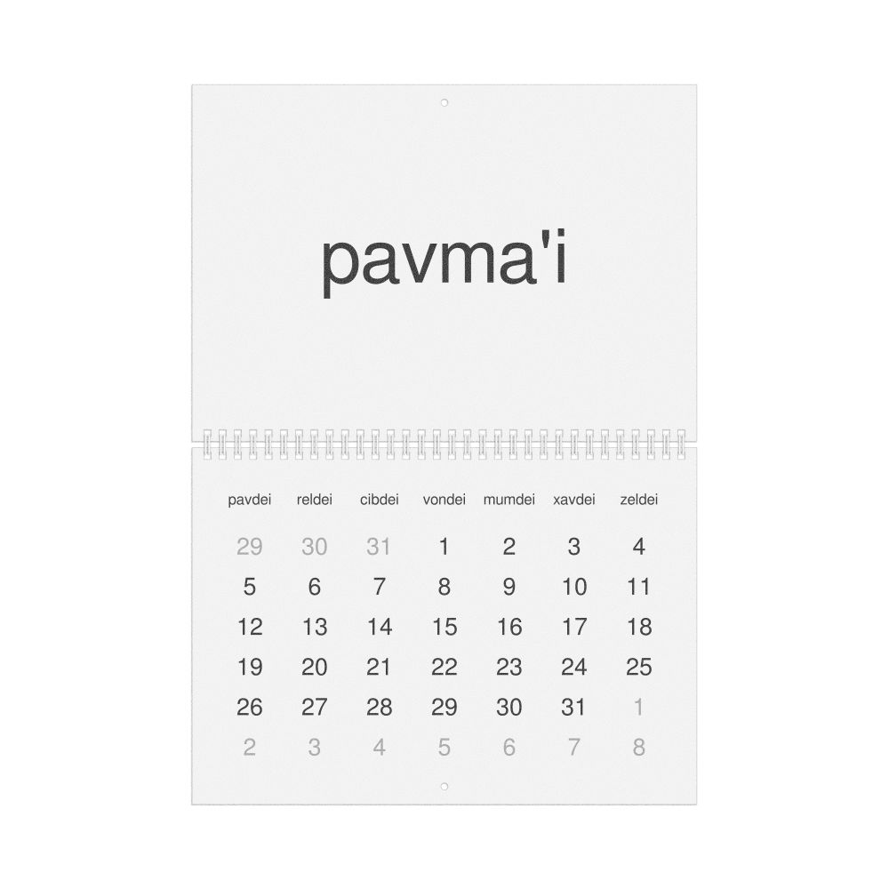 Leskoff 2026 Wall Calendar, Lojban-Labeled, Monday-Start Layout, Wire-Bound, 11.7 x 8.3 in (29.7 x 21.0 cm), image 1 of 1