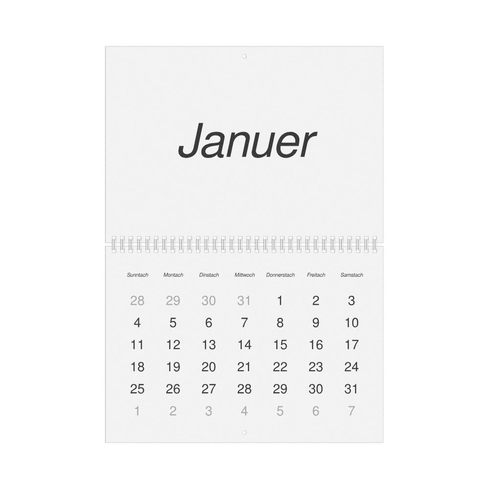 Leskoff 2026 Wall Calendar, Hunsrik-Labeled, Sunday-Start Layout, Wire-Bound, 11.7 x 8.3 in (29.7 x 21.0 cm), image 1 of 1