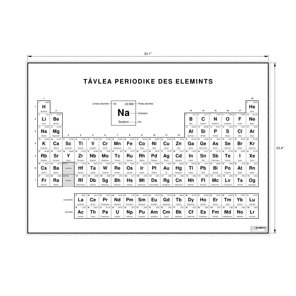 Leskoff Periodic Table Chart, 33.1 x 23.4 in (84.1 x 59.4 cm, Poster / Wall Chart), 18-Column Layout, Walloon-Labeled, image 1 of 2