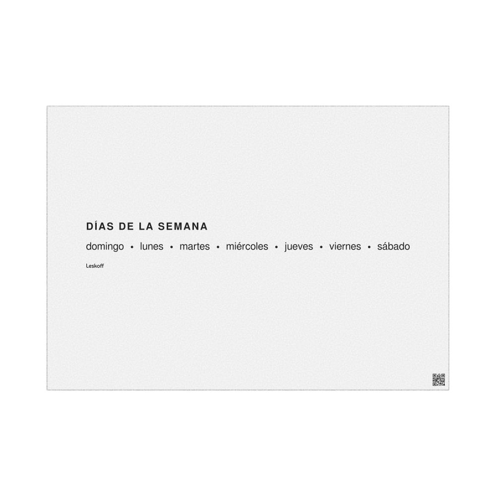 Leskoff Days of the Week Poster, Spanish-Labeled, image 1 of 2