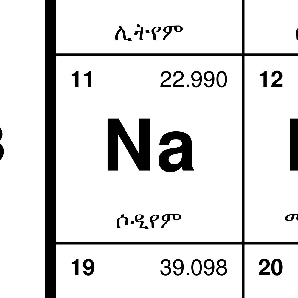 Leskoff Periodic Table Chart, 33.1 x 23.4 in (84.1 x 59.4 cm, Poster / Wall Chart), 32-Column Layout, Amharic-Labeled, image 2 of 2