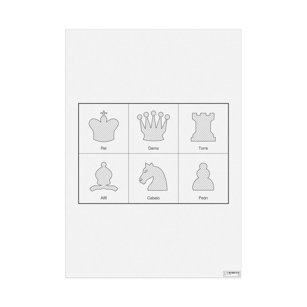 Leskoff Chess Pieces Poster, Galician-Labeled, image 1 of 2