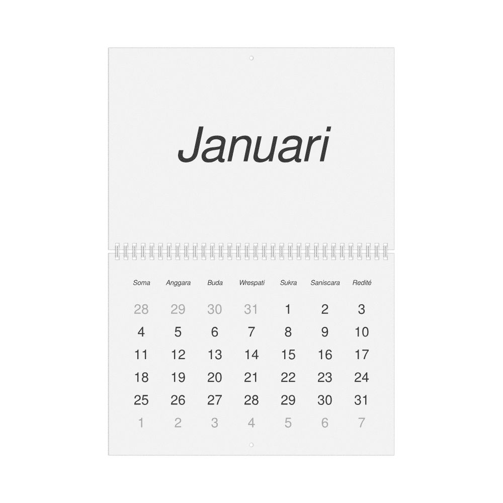 Leskoff 2027 Wall Calendar, Balinese-Labeled, Monday-Start Layout, Wire-Bound, 11.7 x 8.3 in (29.7 x 21.0 cm), image 1 of 1