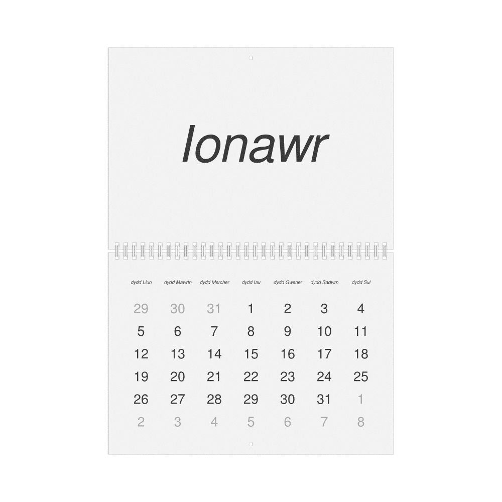 Leskoff 2026 Wall Calendar, Welsh-Labeled, Monday-Start Layout, Wire-Bound, 11.7 x 8.3 in (29.7 x 21.0 cm), image 1 of 1