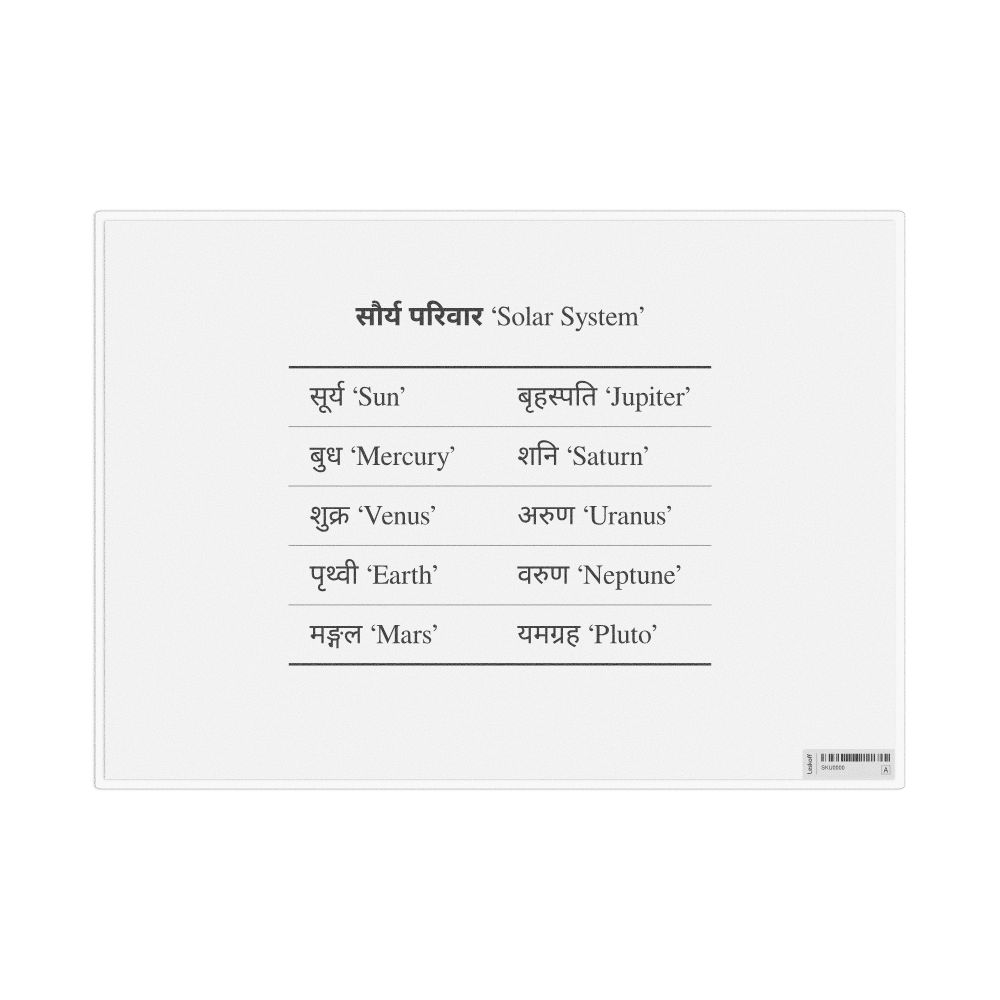 Leskoff Solar System in Maithili, Desk Chart, 11.7 x 8.3 in (29.7 x 21.0 cm), image 1 of 1